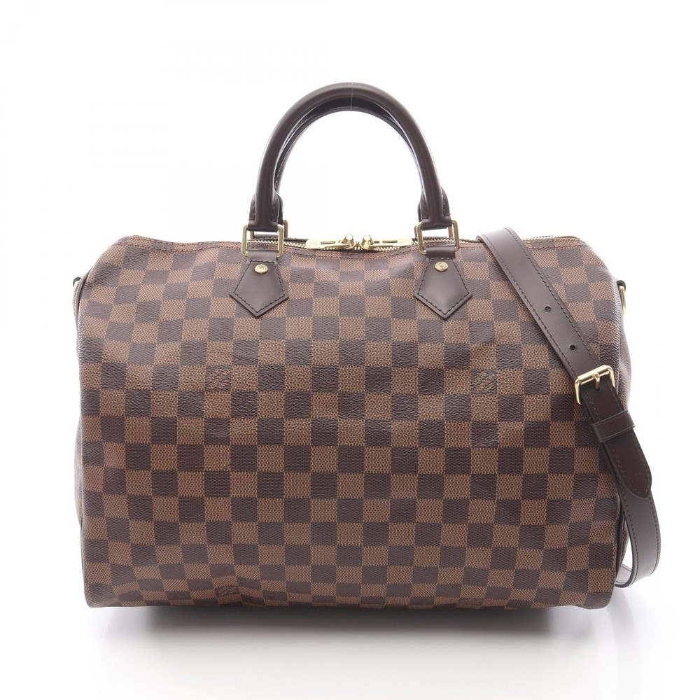 LOUIS VUITTON Speedy Bandouliere 35 Crossbody Handbag N41366 Damier Ebene Used