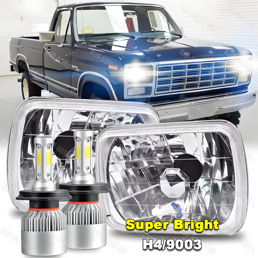 Pair For Ford F150 F250 F350 1978-1986 7x6 5x7 inch LED Headlights Hi-Lo beam