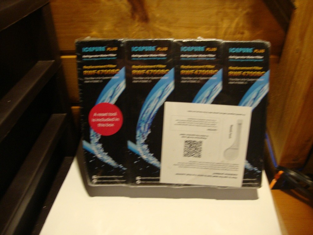 4 PACK ICEPURE PLUS RWF4700BC Refrigerator Water Filters With Reset Tool