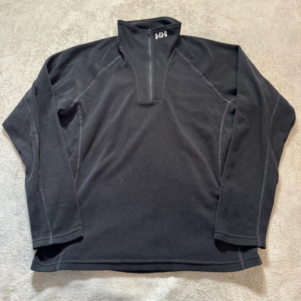 Helly Hansen Jacket Mens XL Black Quarter Zip Polartec Microfleece Sweater Adult