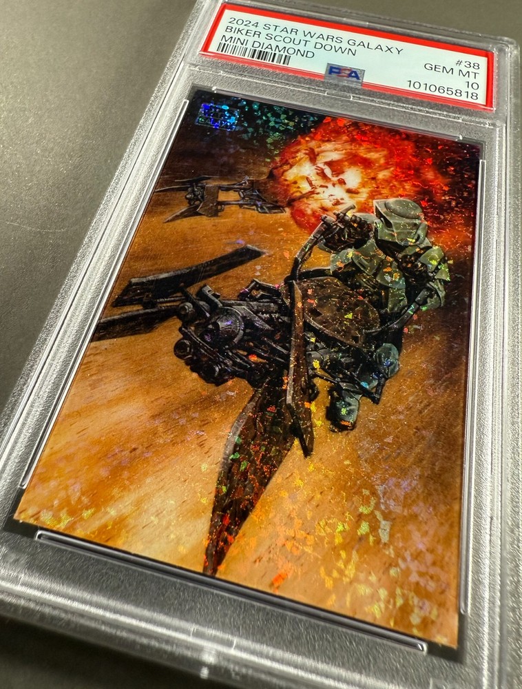 PSA 10 2024 Star Wars Galaxy #38 Biker Scout Down Mini Diamond Gem Mint
