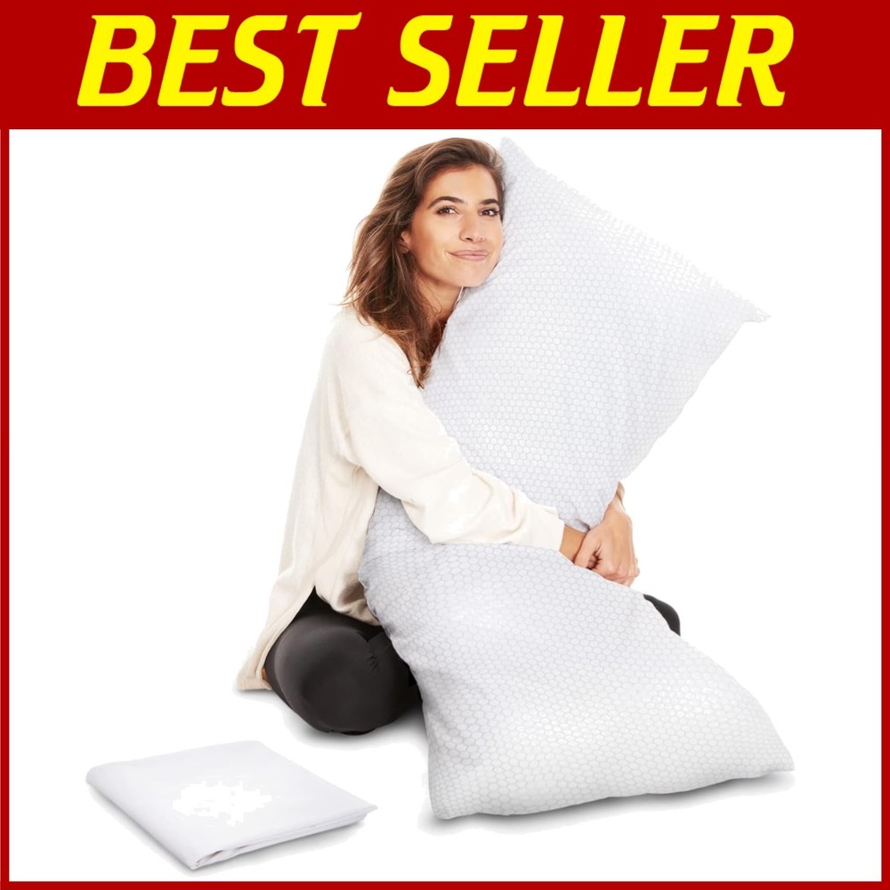Premium 54 Inch Body Pillow - Shredded Foam Support with Washable Cover