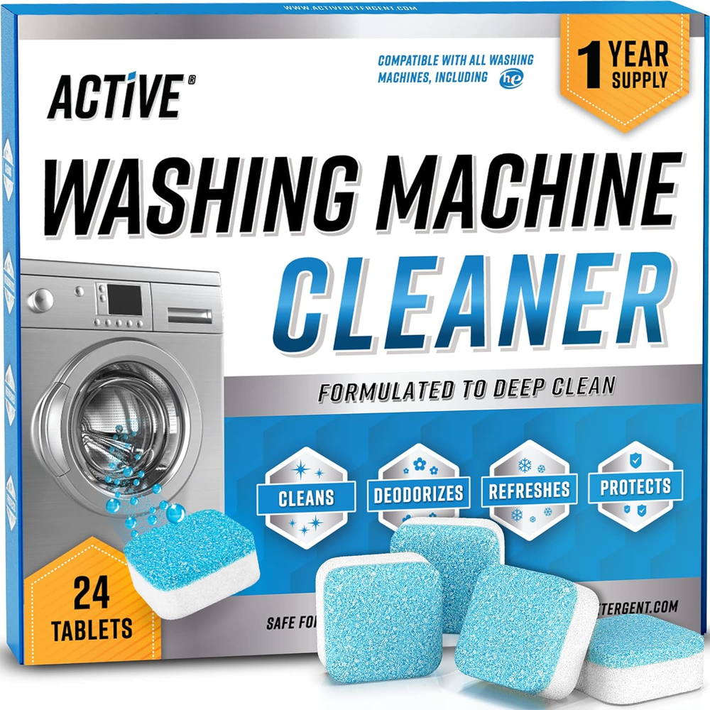 Washing Machine Cleaner Descaler 24 Pack - Deep Cleaning Tablets For HE Front Lo