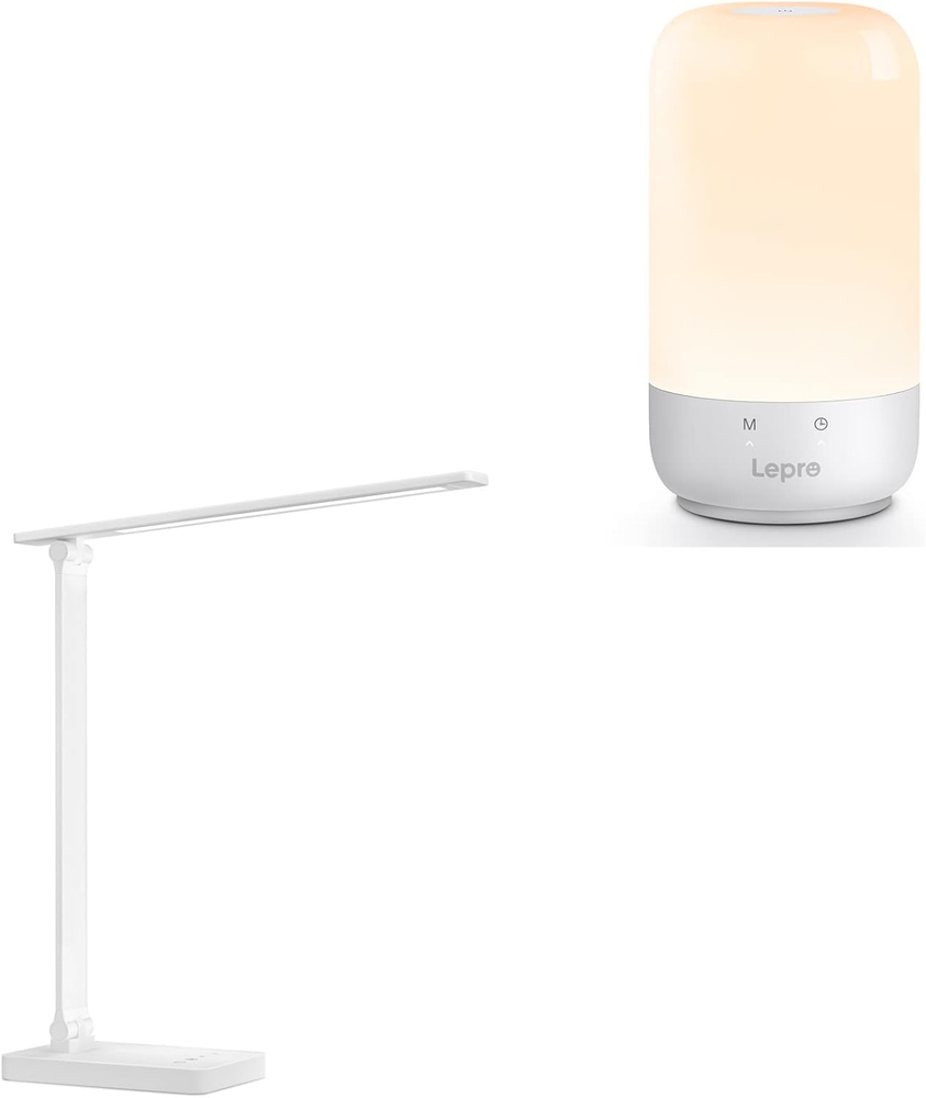 Bundle - White LED Desk Lamp & LED Table Lamp (Silver)