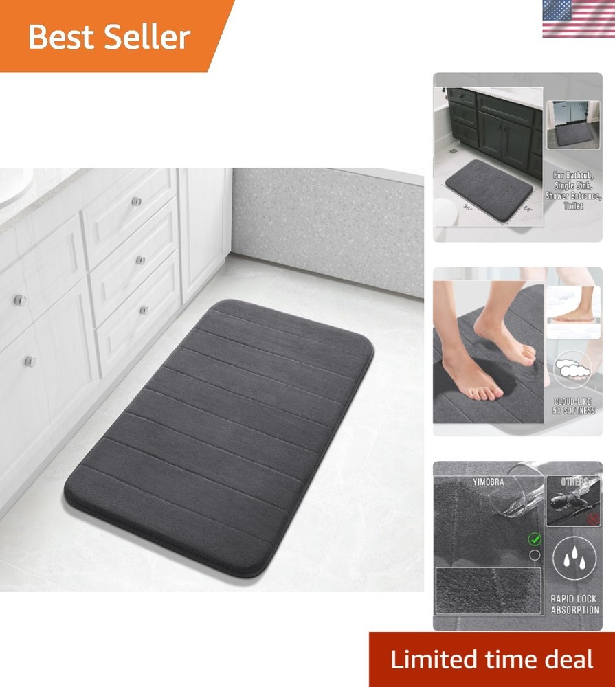 Ultra-Plush 36x24 Memory Foam Bath Mat - Stain Resistant & Quick Dry