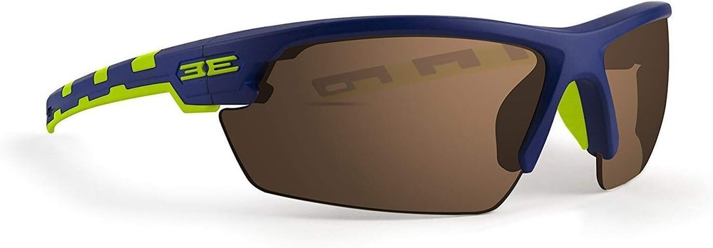 Epoch Eyewear LINK Motorcycle Sunglasses Blue-Lime Frame Brown High Clarity Lens