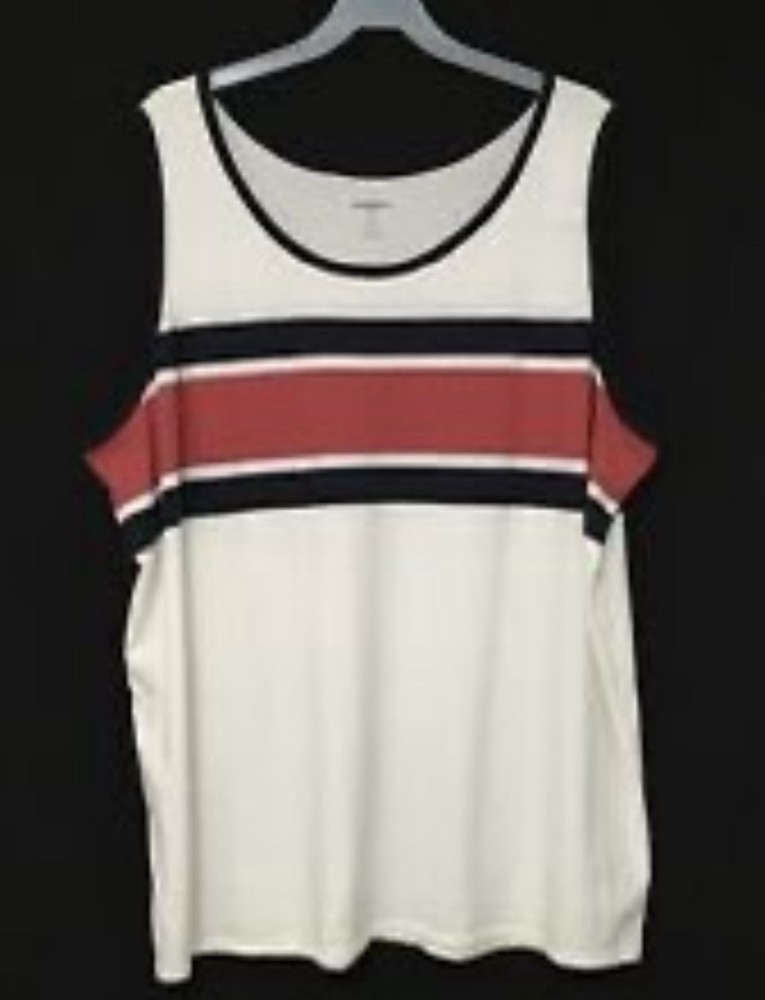 Goodfellow & Co Men's XL Off-White Stripe Trim Tank Top Sleeveless Shirt