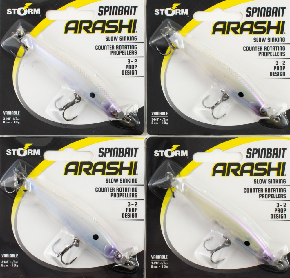 (LOT OF 4) STORM ARASHI SPINBAIT 1/3OZ ASB08689 GHOST PEARL SHAD CR4351