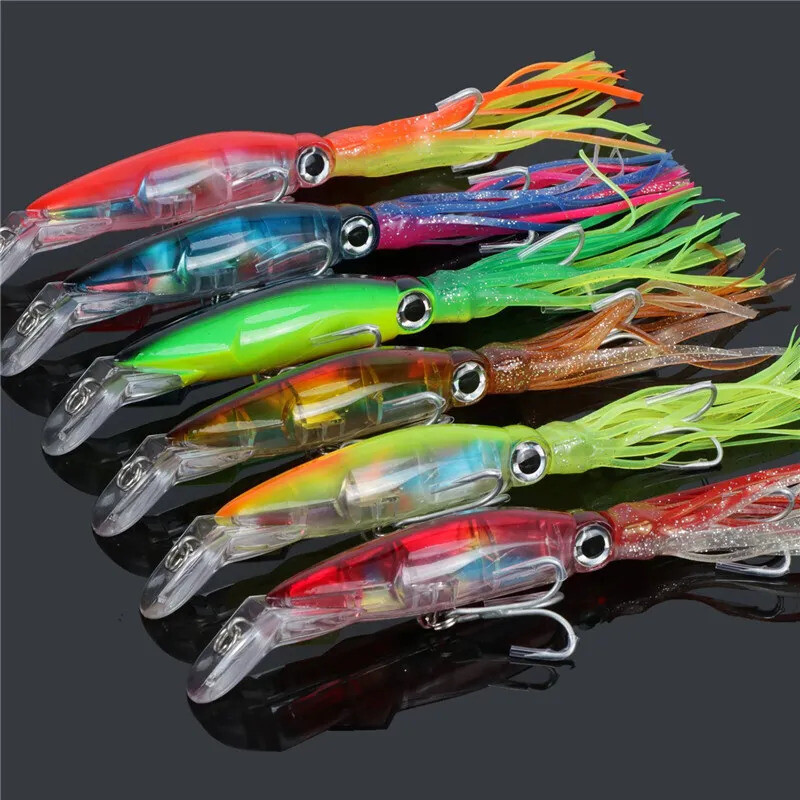 6PCS Saltwater Trolling Lures Squid Octopus Jig Big Game Fishing Bait