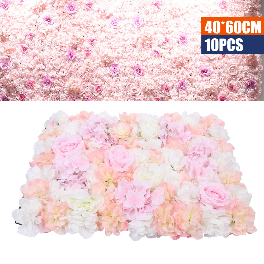 10Pcs Artificial Silk Flower Wall Panel Banquet Wedding Party Decor Hydrangea