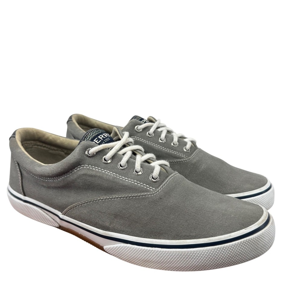 Sperry Top-Sider Mens Gray Canvas Boat Shoes Sneakers Size 11M Casual