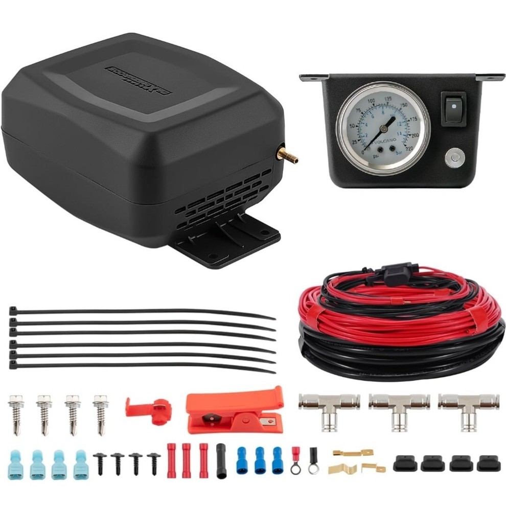 On Board Air Compressor System Universal Air Spring Compressor Kit with Gauge