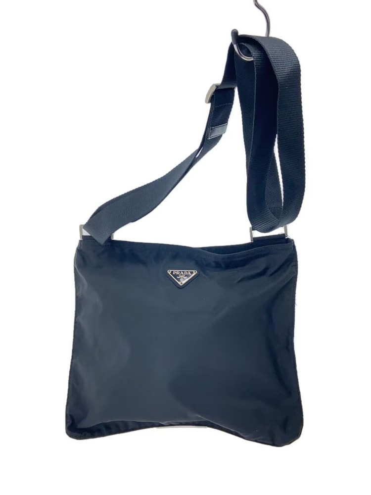 RARE PRADA PRADA Triangle Plate Logo Shoulder Bag Nylon Black