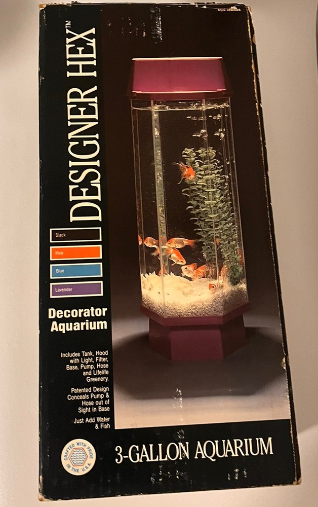 Vintage Pink HEX Aquarium 2800ds Retro Hexagonal Fish Tank Decor