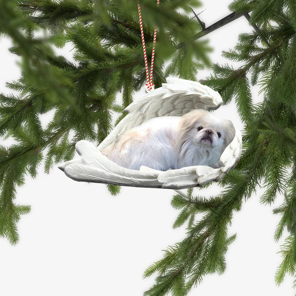 Pekingese Dog Sleeping Angel Wings Car Ornament  Dog Christmas Ornament Gift