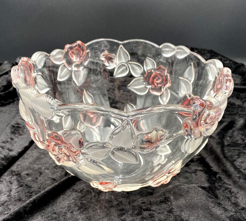 Vintage Mikasa Bella Rosa Pink Frosted Glass Bowl, 9