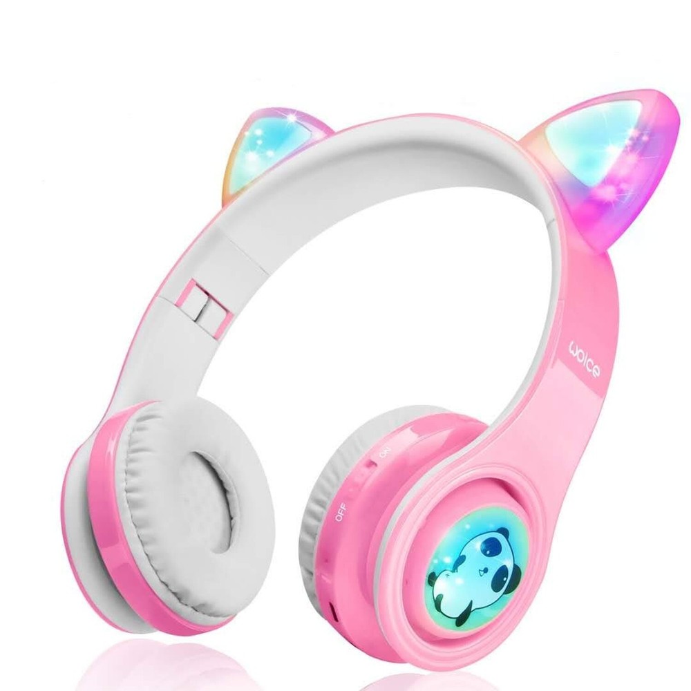 Wireless LED Headphones for Girls with Music Sharing and SD Slot