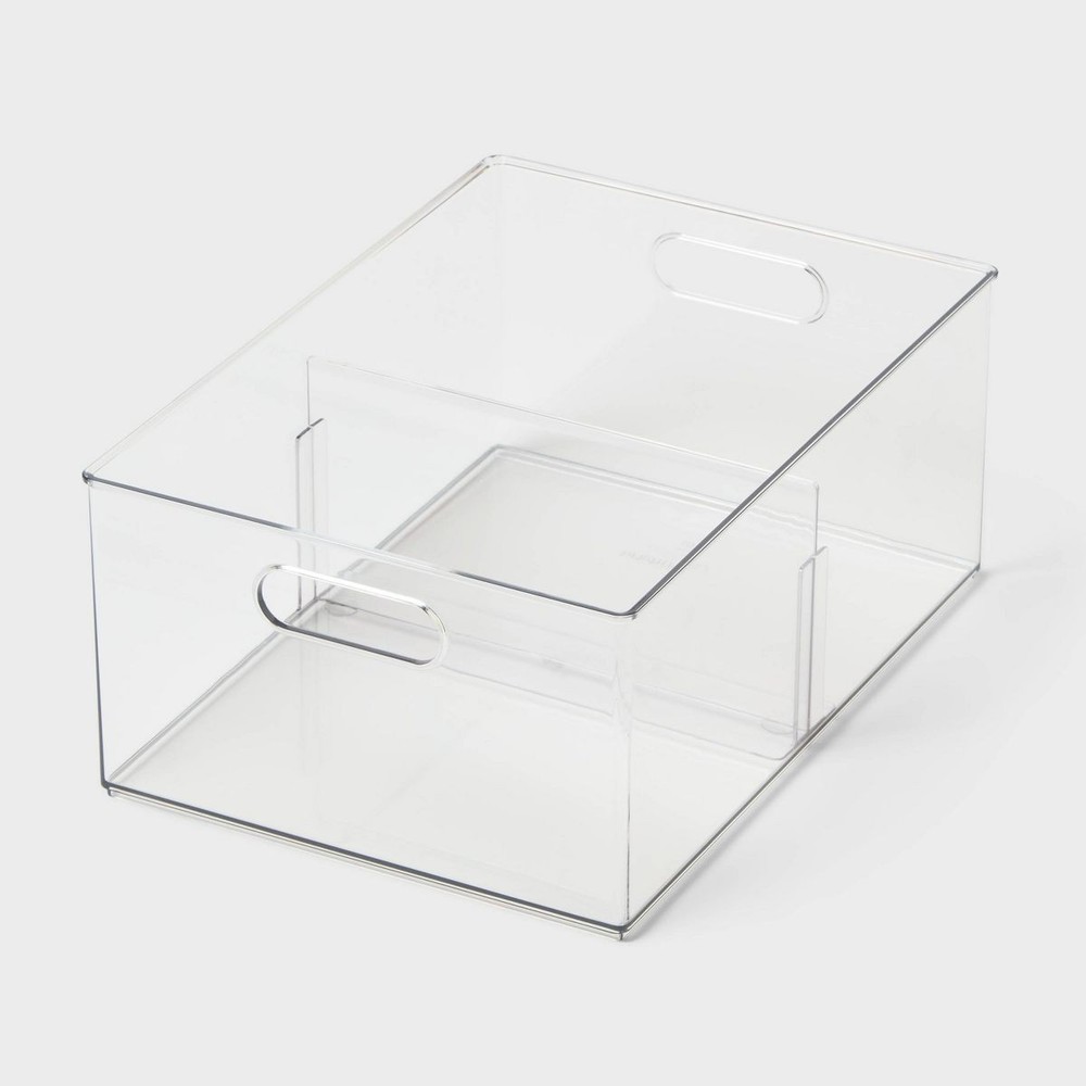 Large Clear Storage Bin with Adjustable Dividers - Home Organization