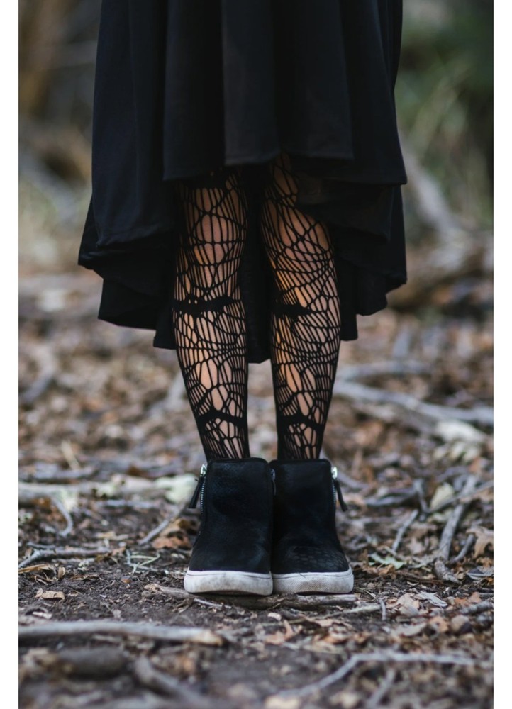 Black Vampire Queen Tights for Girls Toddler Bat Fishnet Halloween Costume