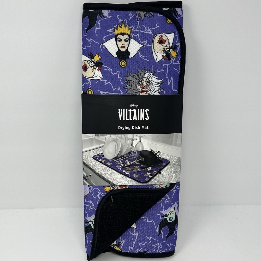 Disney Villains Dish Drying Mat 16”x18” Halloween Maleficent Cruella Ursula NEW