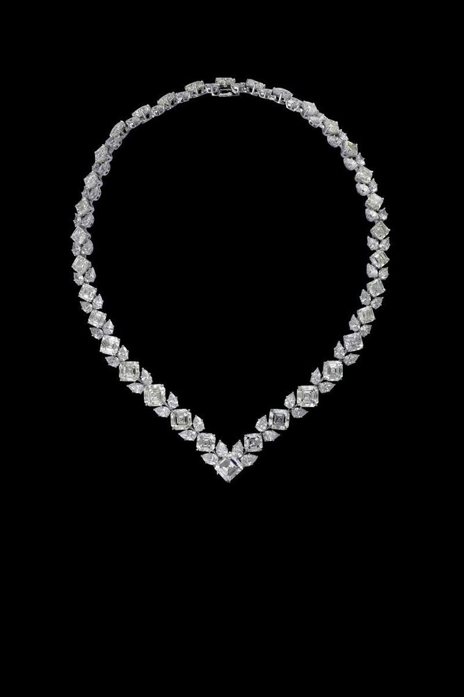 32ct Asscher Cut Simulated Diamond Tennis Choker Necklace in 14k White Gold Plated