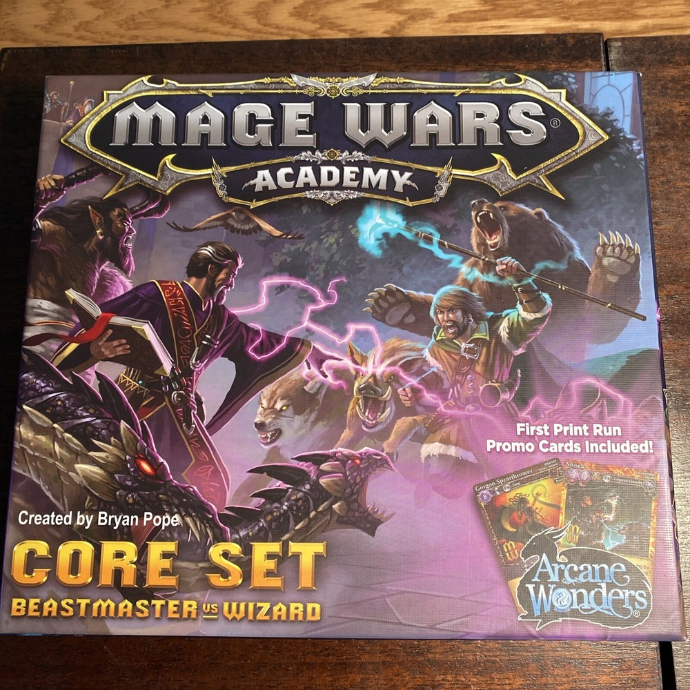 MAGE WARS ACADEMY CORE SET BEASTMASTER VS WIZARD Unpunched Sealed Cards No Dice