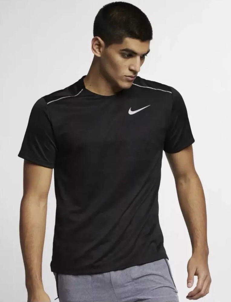 Nike Men’s DriFit Miller Running Shirt AJ7565-010 Black Reflective Sz Large NWT