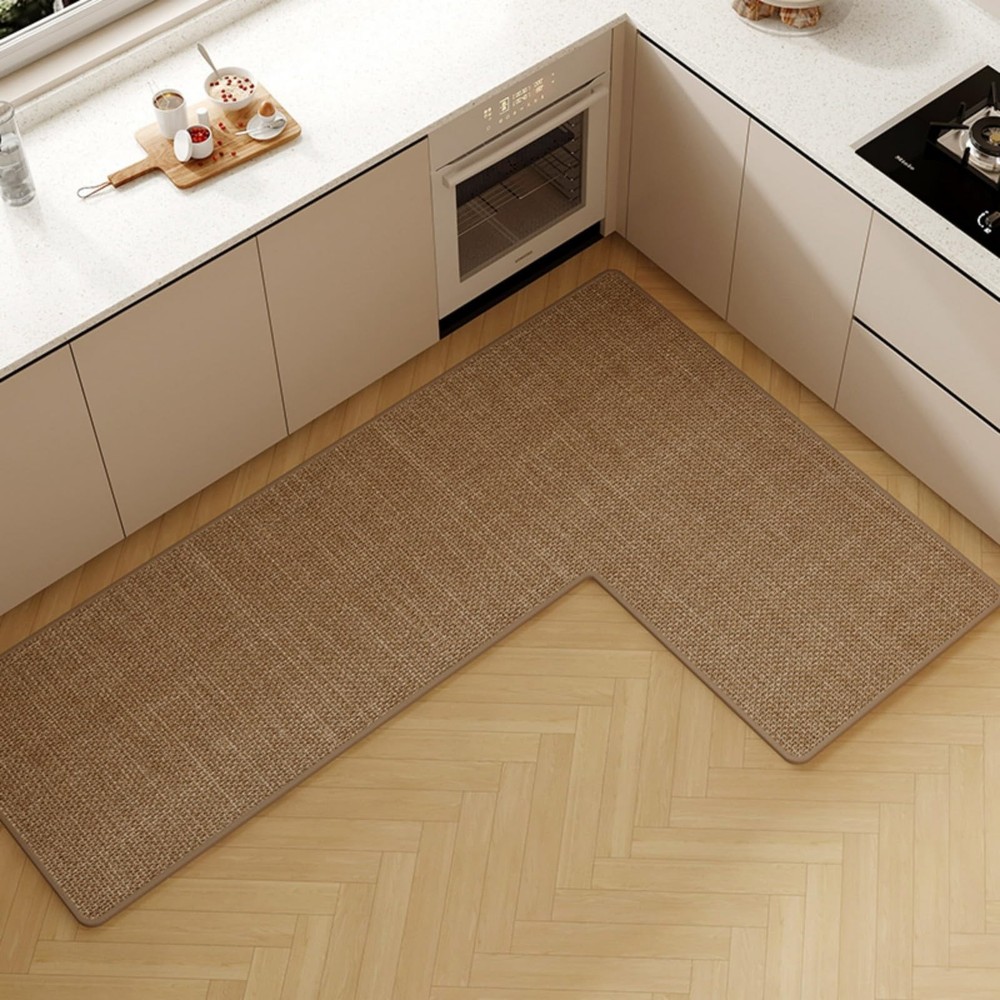 Anti-Slip Corner Kitchen Rug, 1 Piece L-Shaped Floor Mats,Super Absorption Li...