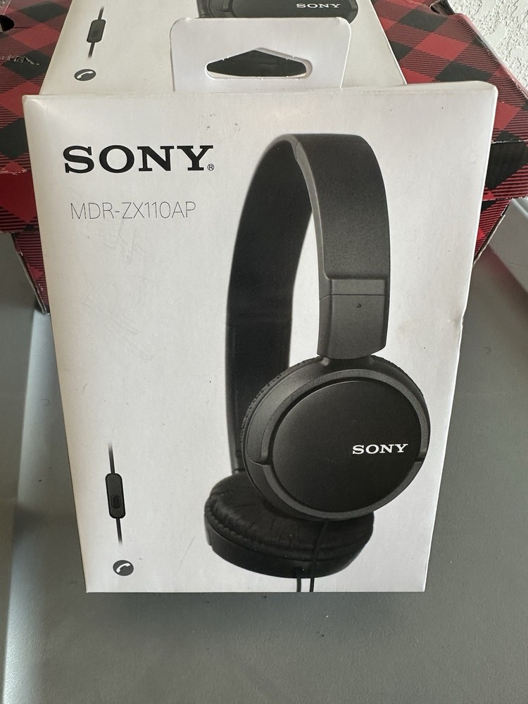 Sony MDR-ZX110AP Wired On-Ear Headphones with Mic in Black