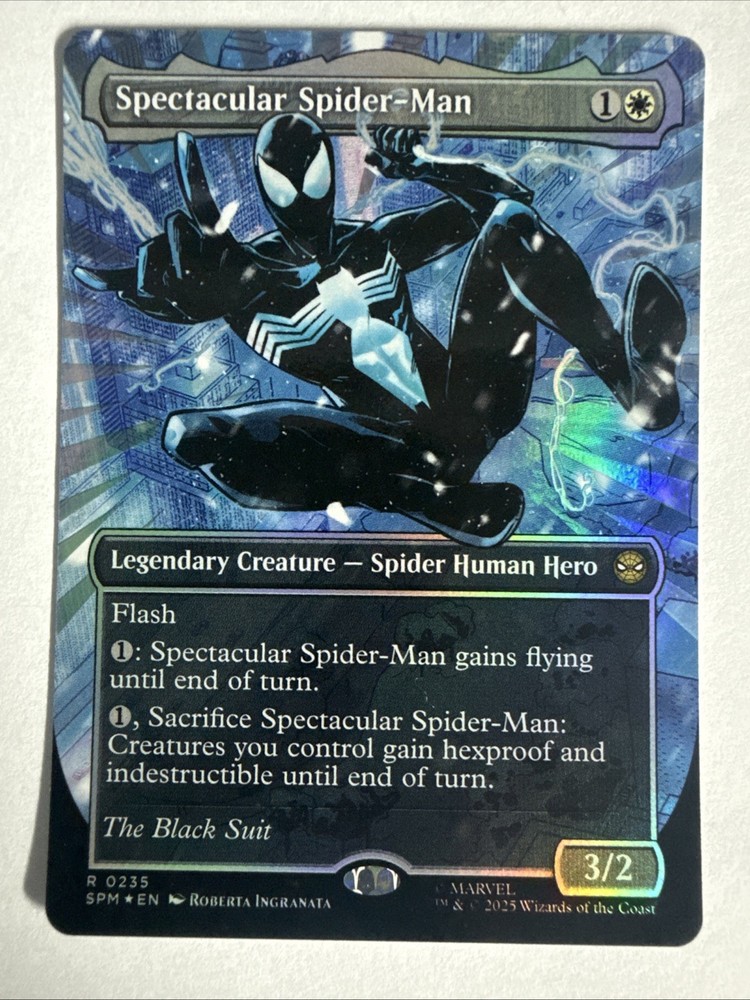 MTG Spectacular Spider-Man 0235 (Borderless) Textured Foil “The Black Suit “ SPM