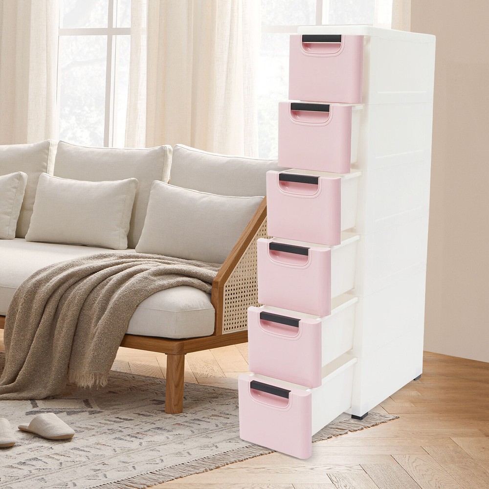 6-Drawer Storage Cabinet for Home or Office Narrow Spaces