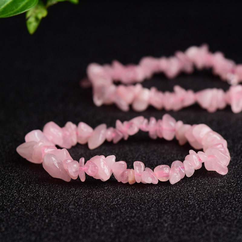 Natural Rose Quartz Crystal Stretch Bracelet Healing Gemstone Bead Bangle Amulet