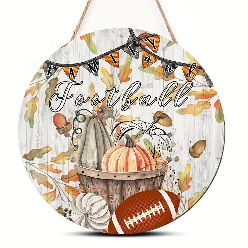 Fall, Family & Football Hanging Round Wood Sign 8