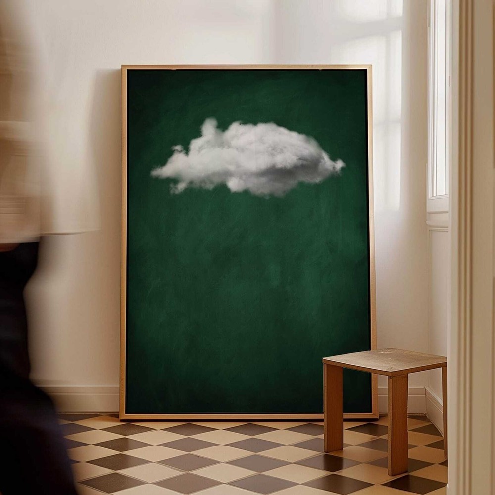 Emerald Green Cloud Wall Art Framed Art Print Giclee Large Wall Art Dark Green