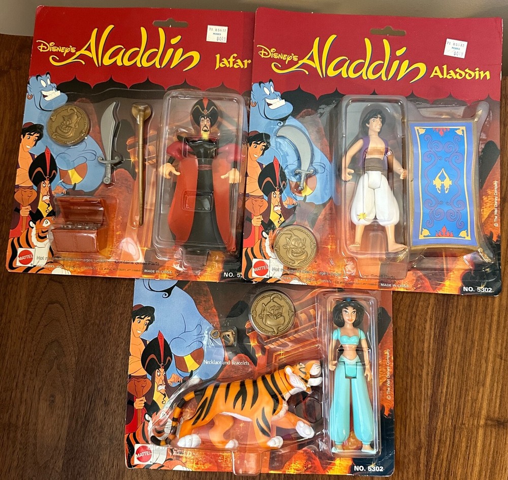 Disney's Aladdin Jasmine Rajah Jafar Aladdin Figure Lot of 3 New Mattel 1992 AS