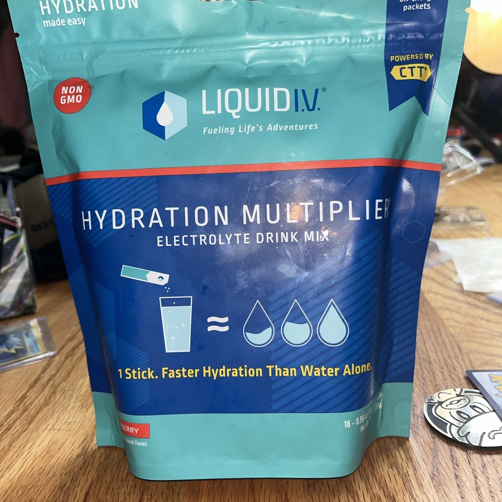 Liquid IV Hydration Multiplier Electrolyte Powder Packets Strawberry 16ct Best by 6/8/24