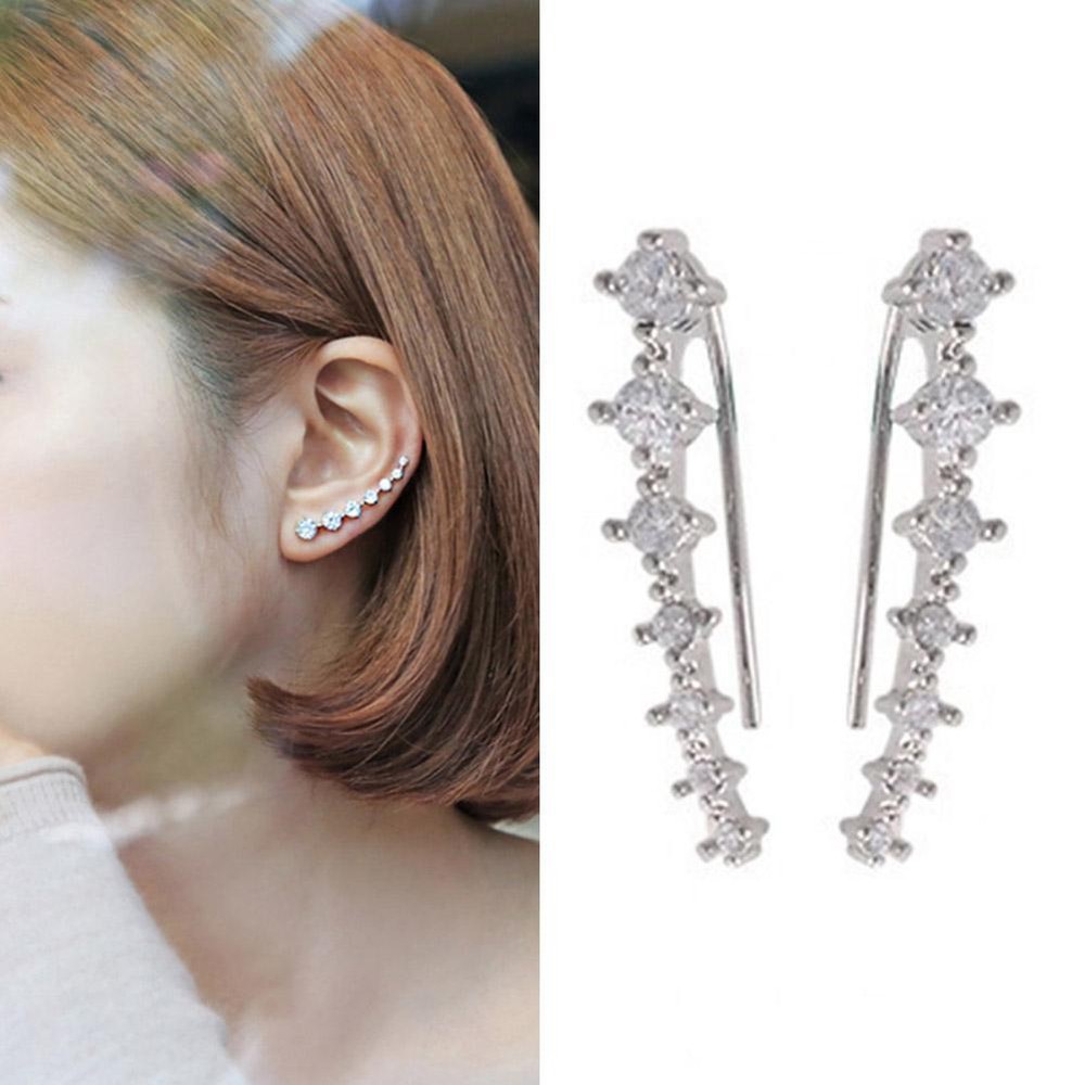 Elegant Crystal Seven-Pointed Star Stud Earrings for Women Shiny Jewelry Gift
