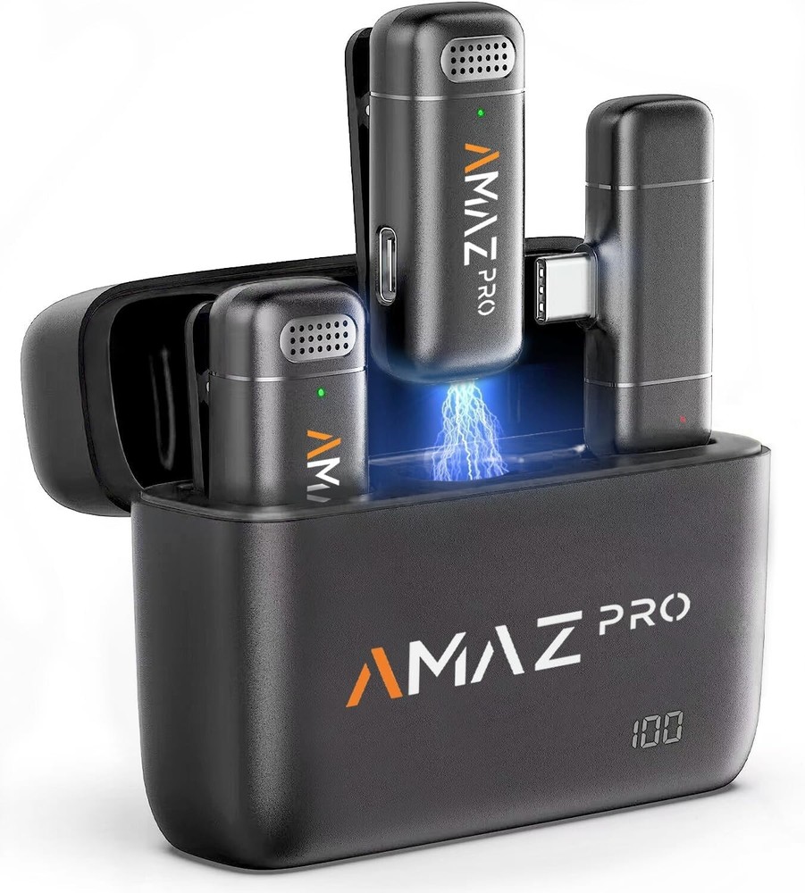 Wireless Lavalier Microphone for iPhone 15,Android Phone,Laptop,2 Pack Mini Mic