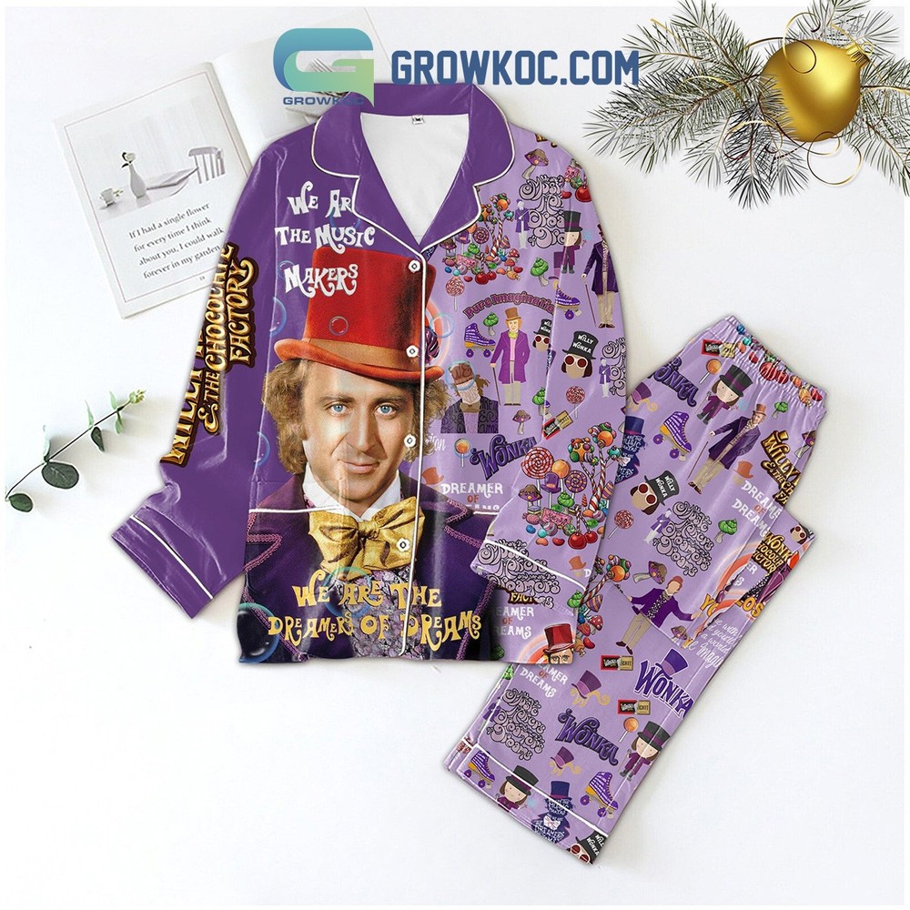 Willy Wonka Dreamer Polyester Pajama Set in Purple