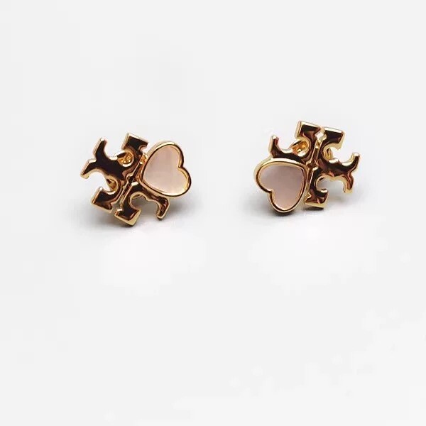 Tory Burch Shell Heart Double T Logo Stud Earrings Valentine Gift Set