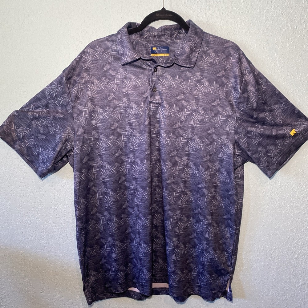 Jack Nicklaus Golf Polo Shirt Mens XL Short Sleeve Sea Blue Leaves