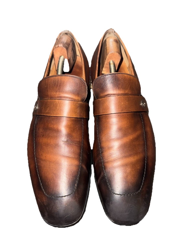 GUCCI BROWN GG INTERLOCKING SLIP ON LOAFERS MOCCASIN MEN SHOES SZ 10.5