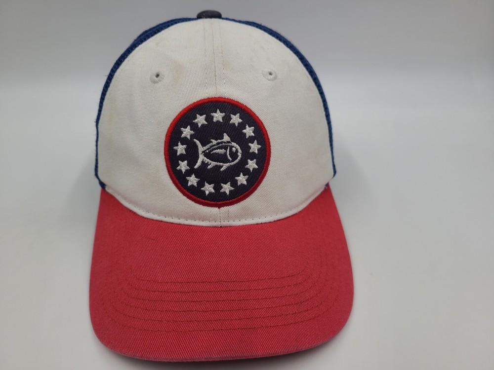 Southern Tide Mesh Trucker Snapback Hat Cap Fishing Dad Men Women White Red Blue