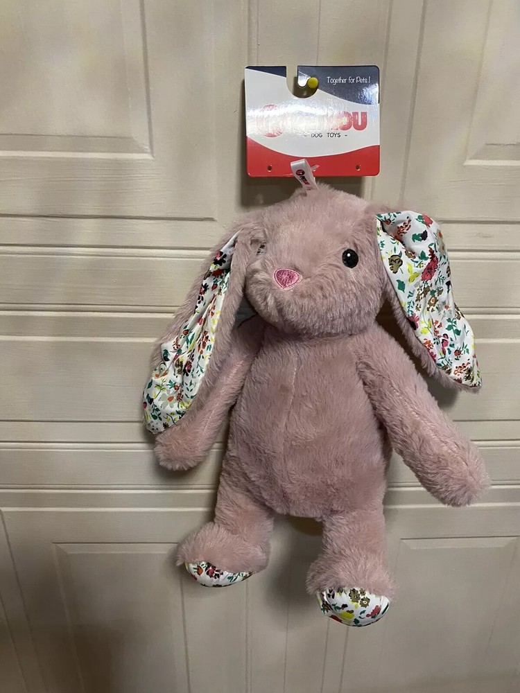 15-inch Lavender Crinkle Squeaky Bunny Dog Toy by PetLou