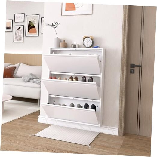 3 Flip Drawers Shoe Storage Cabinet,Narrow Shoe Wall Cabinet for Entryway,3