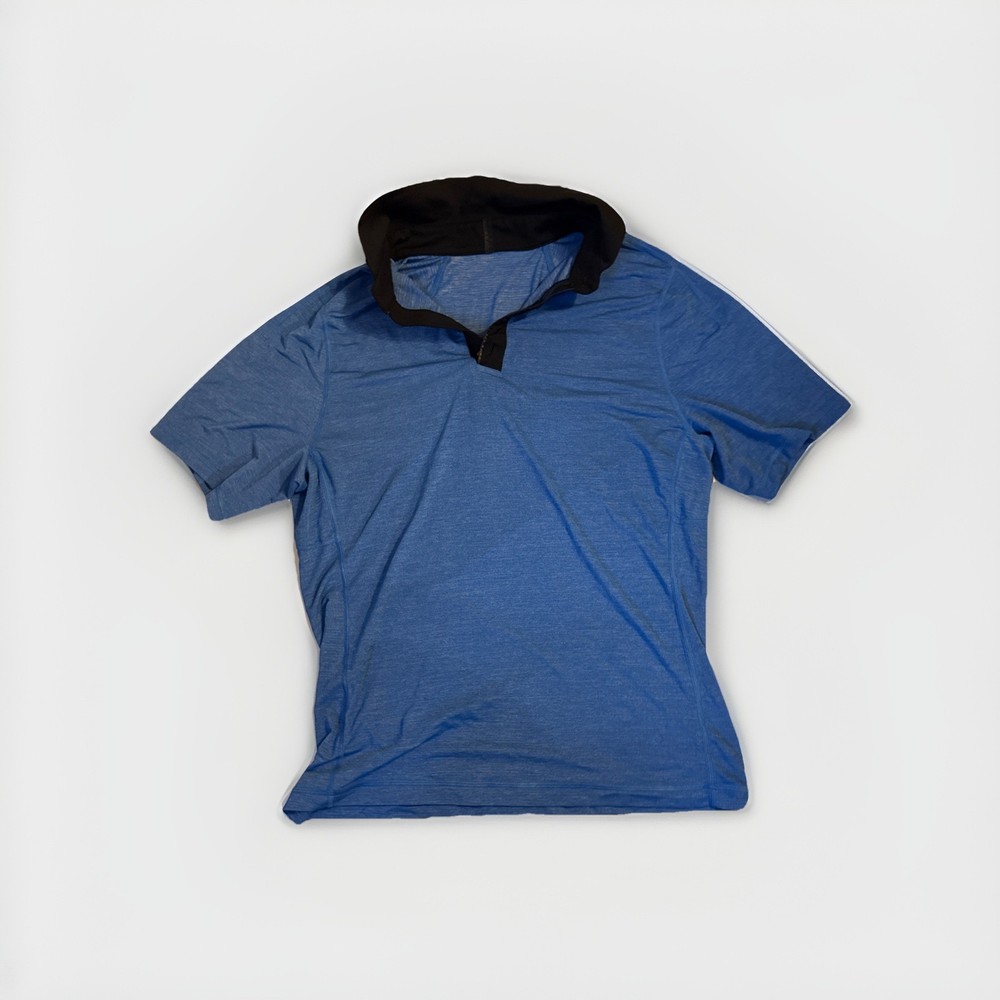 Lululemon Men’s Blue Short Sleeve Hoodie Athletic Training Shirt Size M