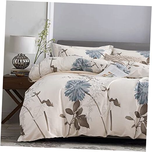 Comforter Size, 600 Thread Count Cotton Brown Queen Off-white Botanical
