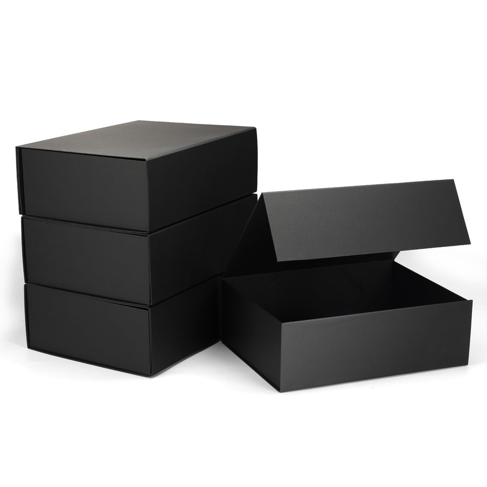 12x9x4 Black Magnetic Gift Box for Weddings Christmas Gifts Jewelry