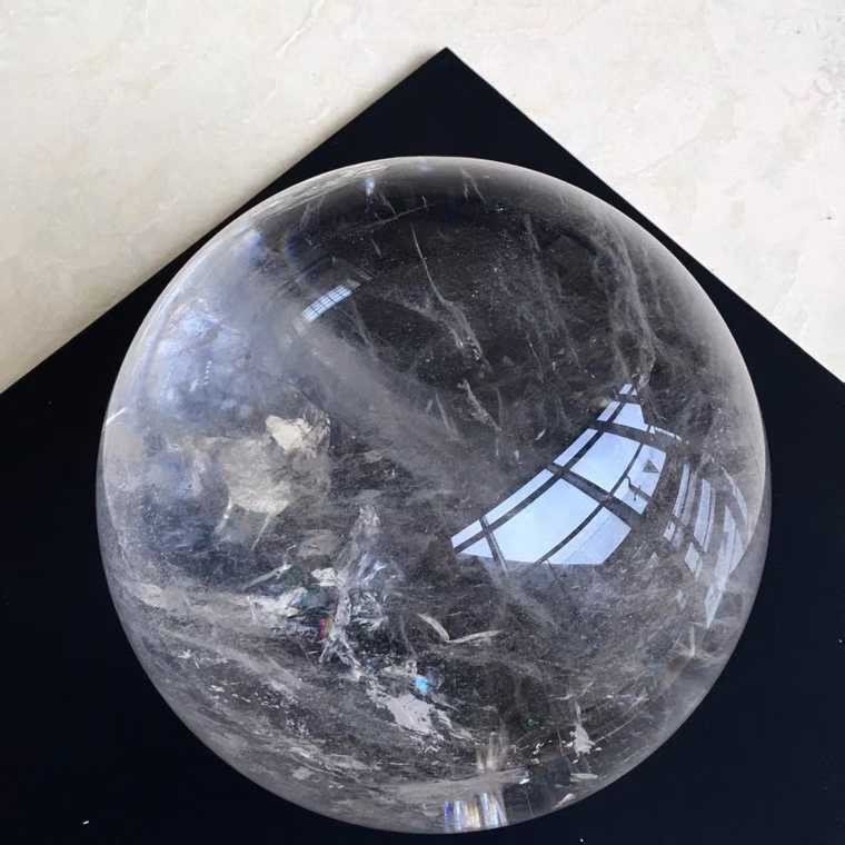 191mm Natural clear crystal sphere rainbow quartz polished ball Reiki energy