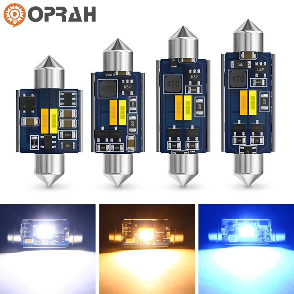 1-100x 31-41mm White Warm White Ice Blue LED Car Interior Festoon Light Bulbs